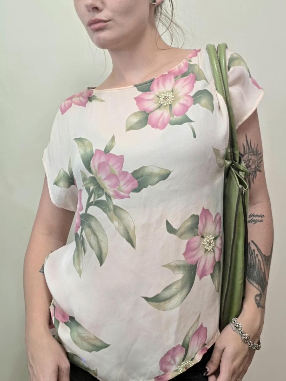 Y2K 2000s floral silk blouse